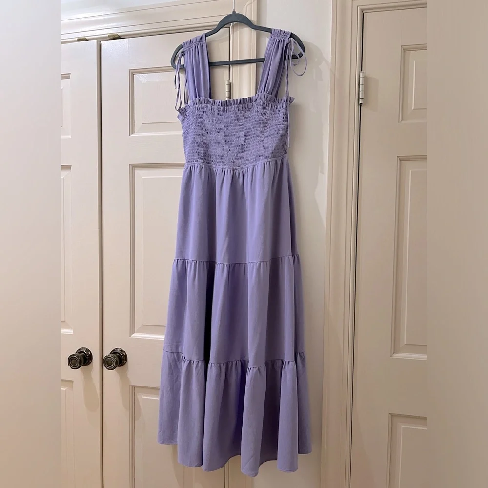 Entro Lavender Tiered Midi Dress - Picture 1 of 10